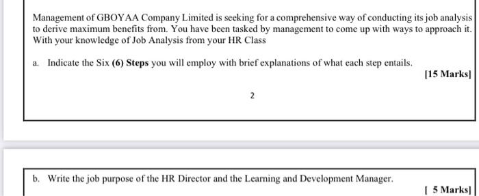 Management of GBOYAA Company Limited is seeking