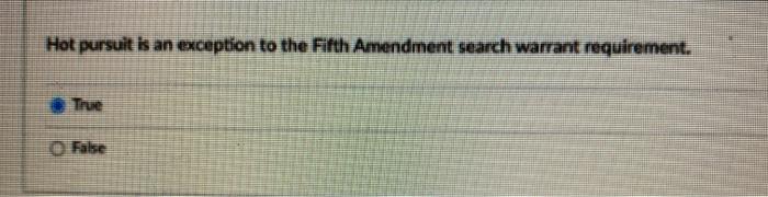 Hot pursuit is an exception to the Fifth