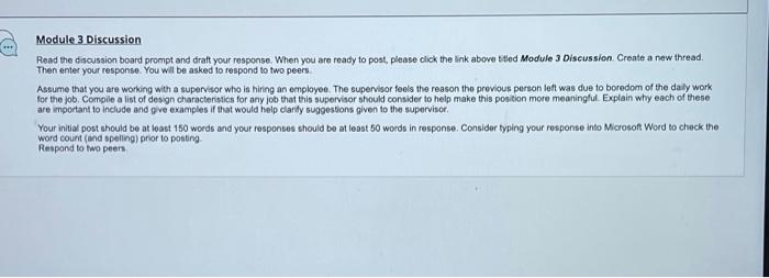 Module 3 Discussion Read the discussion board