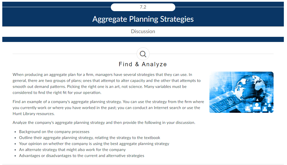 7.2 Aggregate Planning Strategies Discussion Find