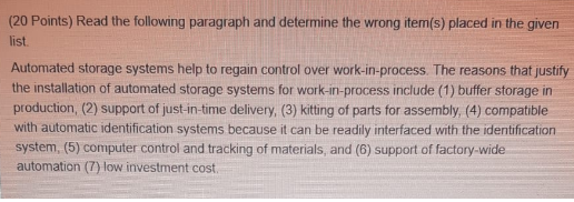 (20 Points) Read the following paragraph and