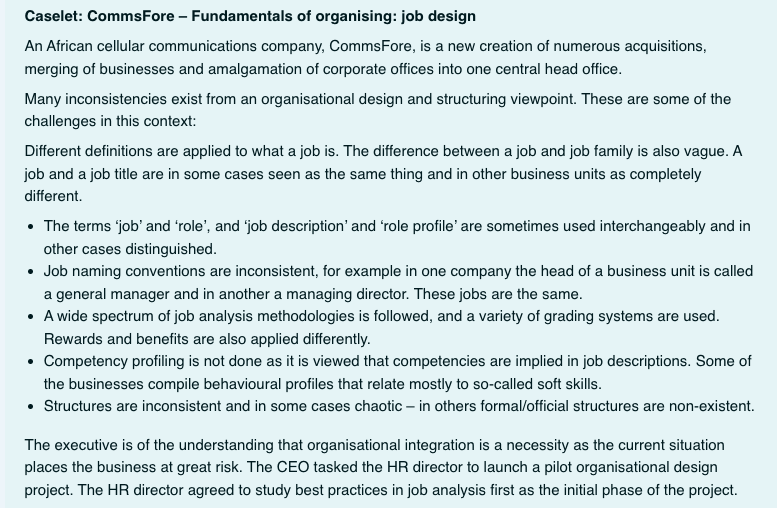 Caselet: CommsFore - Fundamentals of organising: