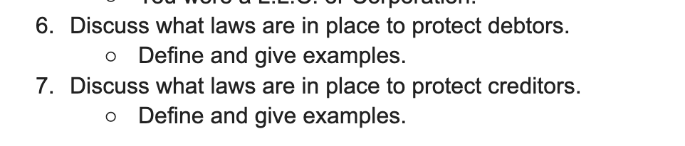 6. Discuss what laws are in place to protect