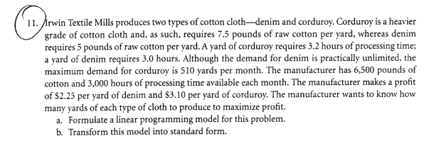 Formulate a Linear programming model and