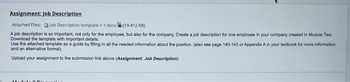 Assignment: Job Description Attached Files: Job