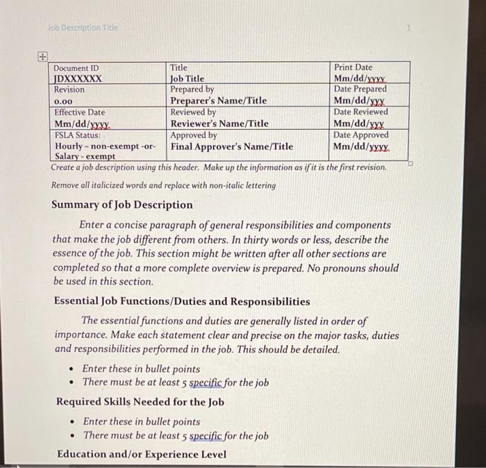 Assignment: Job Description Attached Files: Job