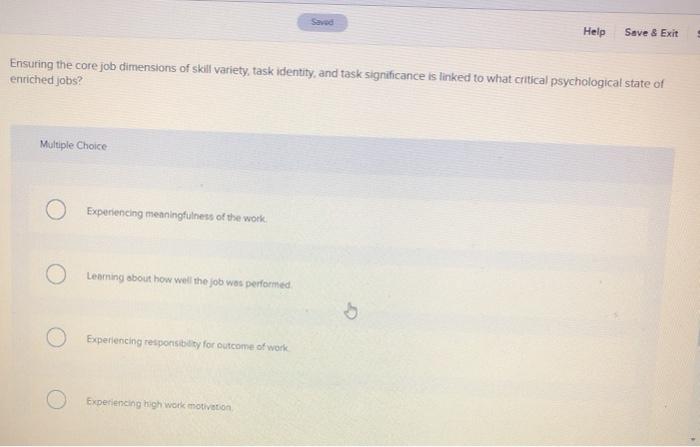 Save Help Save & Exit Ensuring the core job