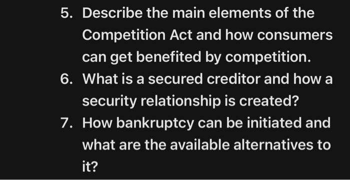 As per canadian law solve this 5. Describe the