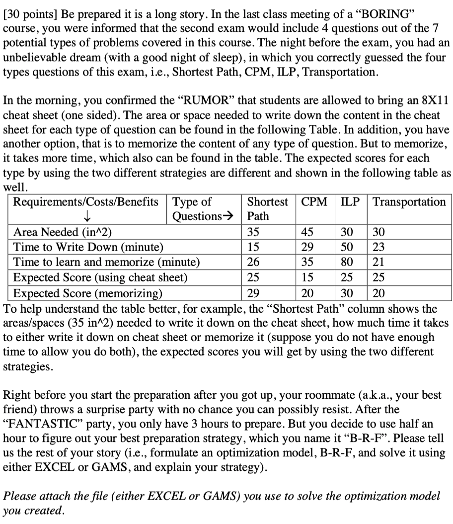 [30 points] Be prepared it is a long story. In