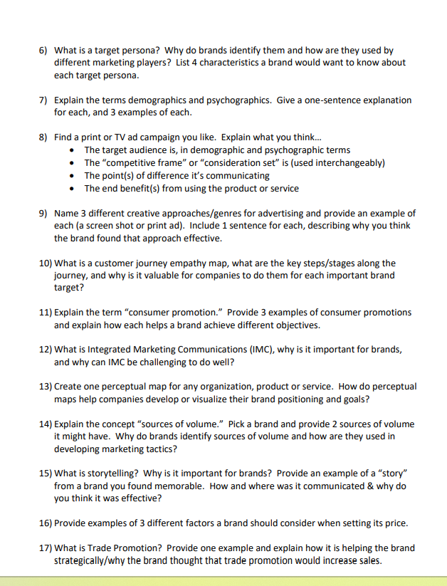 6) What is a target persona? Why do brands