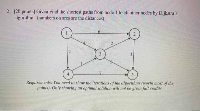 2. [20 points) Given Find the shortest paths from