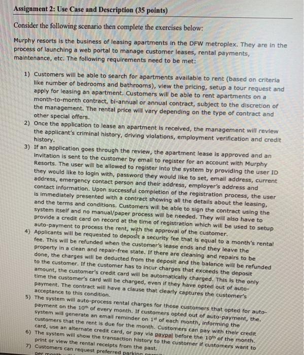 Assignment 2: Use Case and Description (35