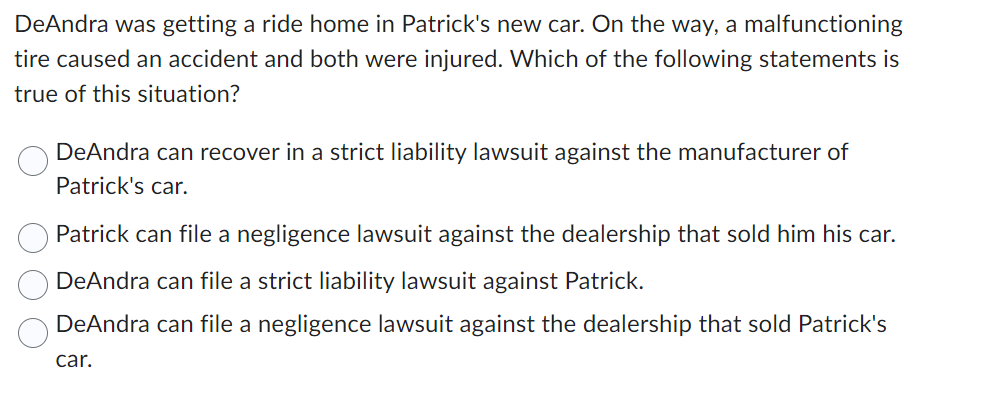 DeAndra was getting a ride home in Patrick's new