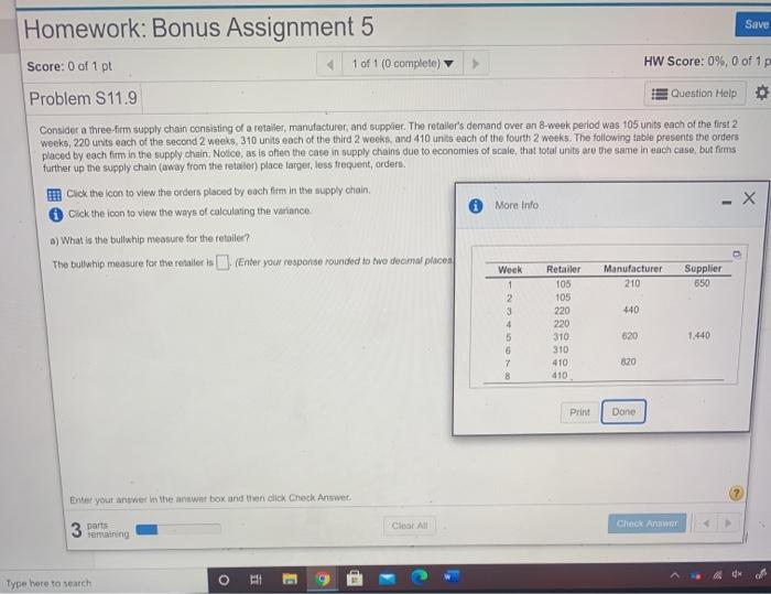 Save Homework: Bonus Assignment 5 Score: 0 of 1
