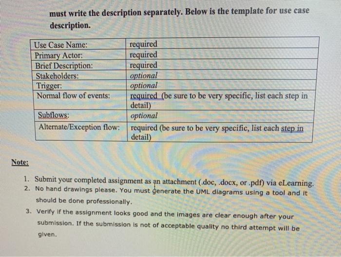 Assignment 2: Use Case and Description (35