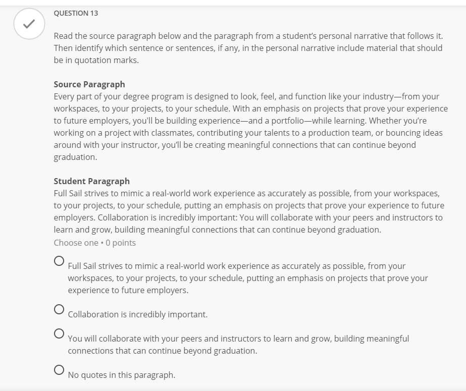 QUESTION 13 Read the source paragraph below and