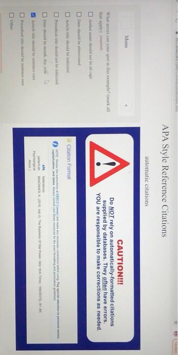 in APA Style Reference Citations automatic