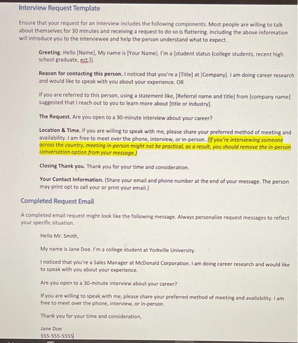 Informational Interview Overview Information