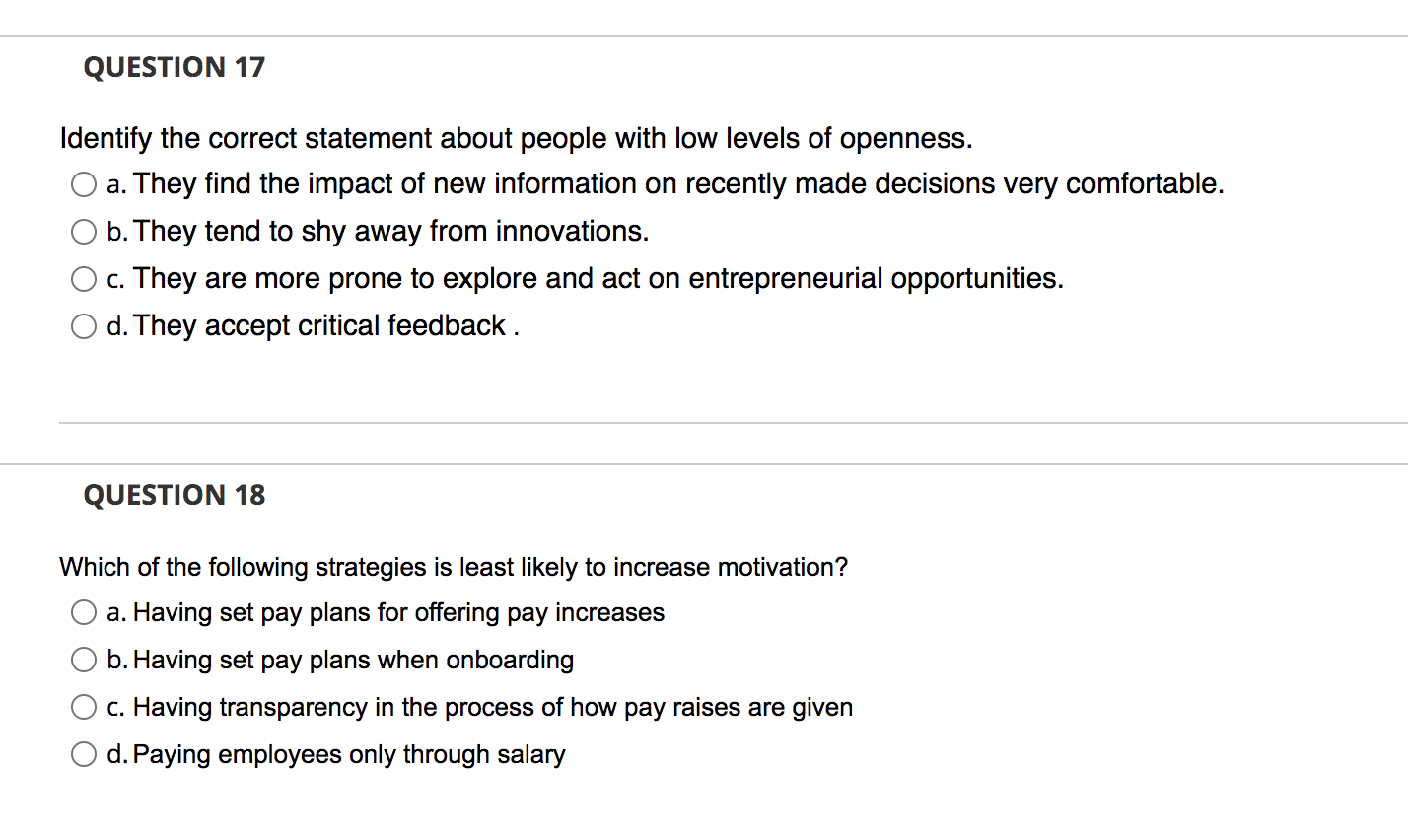 QUESTION 17 Identify the correct statement about