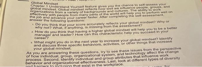 Global Mindset Chapter 1 Understand yourself