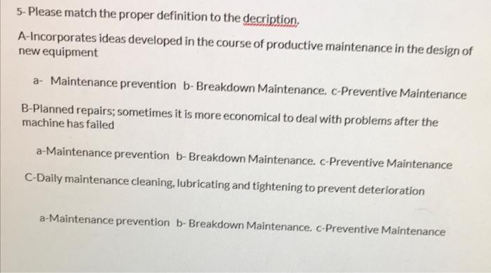 help 5- Please match the proper definition to the