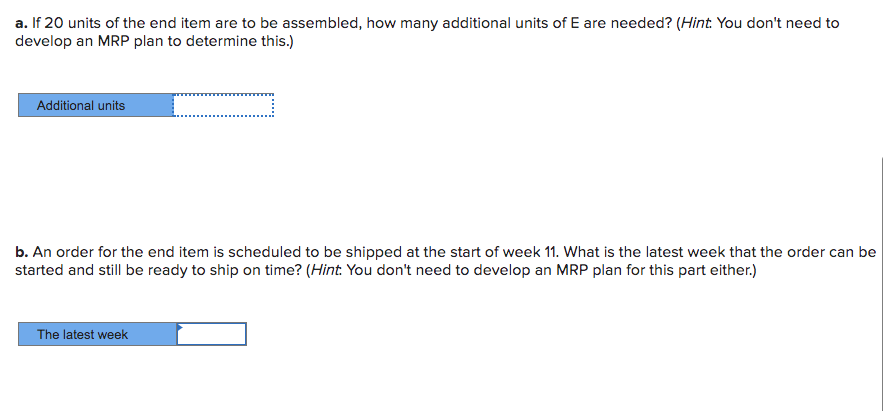 The following table lists the components needed