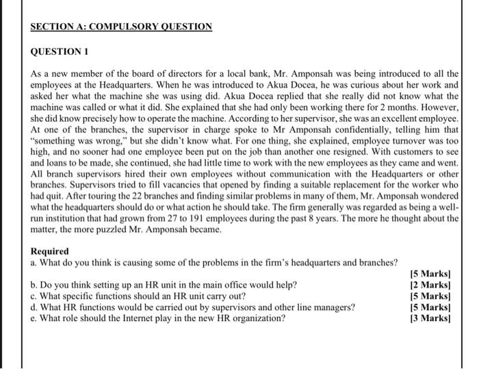 please answer all questions SECTION A: COMPULSORY