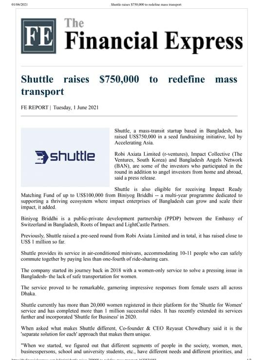 1. Read the attached article titled "Shuttle
