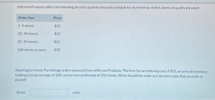 Jefferson Products offers the following all-units