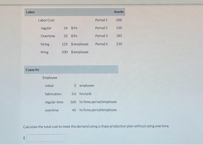 Calculate the total cost to meet the demand using