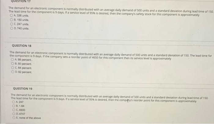 The demand for an electronic component is