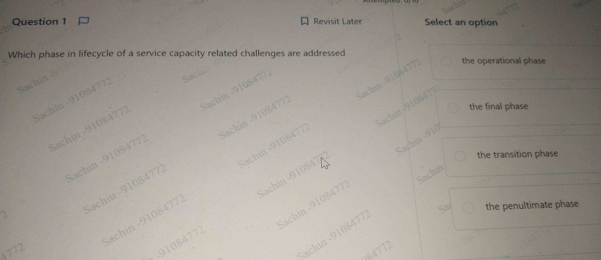 urgent Question 1 Revisit Later Select an option