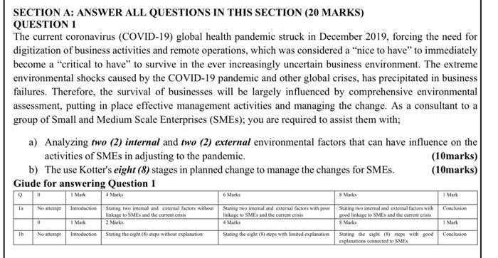 SECTION A: ANSWER ALL QUESTIONS IN THIS SECTION