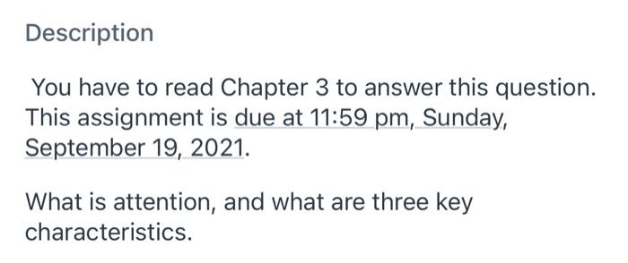 Description You have to read Chapter 3 to answer