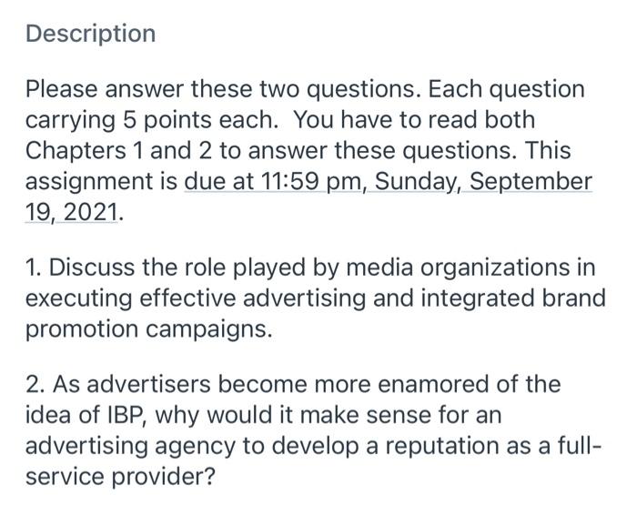 Description Please answer these two questions.