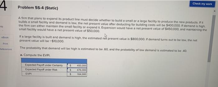4. Check my work Problem 55-4 (Static) eBook