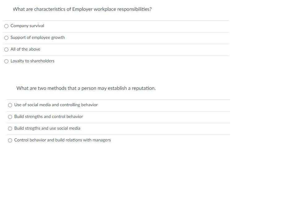 What are characteristics of Employer workplace