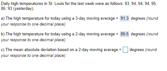 ONLY NEED QUESTION C ANSWERED Daily high