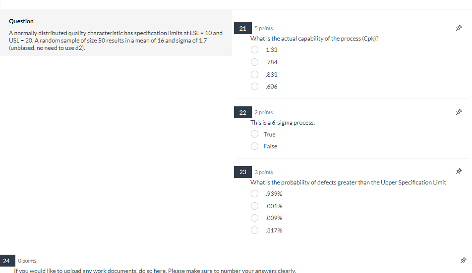 Question A normally distributed quality