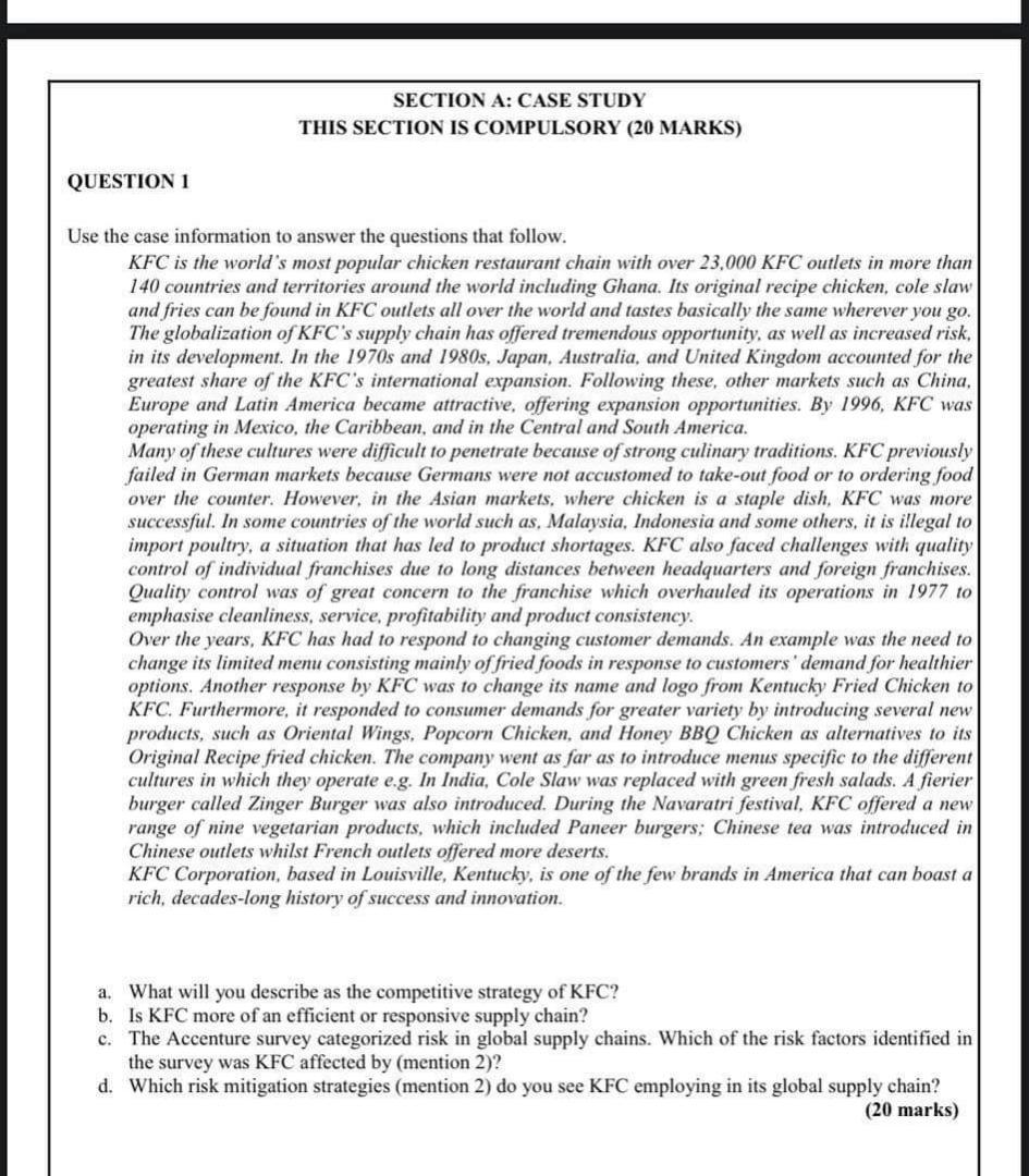 SECTION A: CASE STUDY THIS SECTION IS COMPULSORY