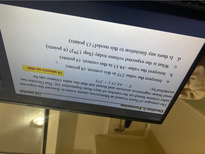 c. Question 2: Forecasting (15. marka The manager