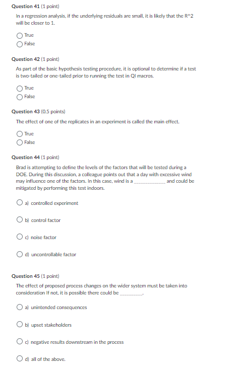 Question 41 (1 point) In a regression analysis,