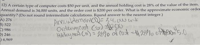 12) A certain type of computer costs $50 per