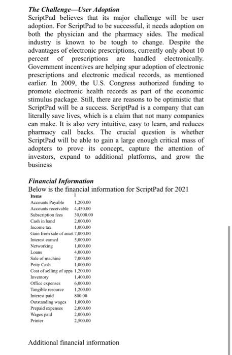 Give possible questions to the case study with