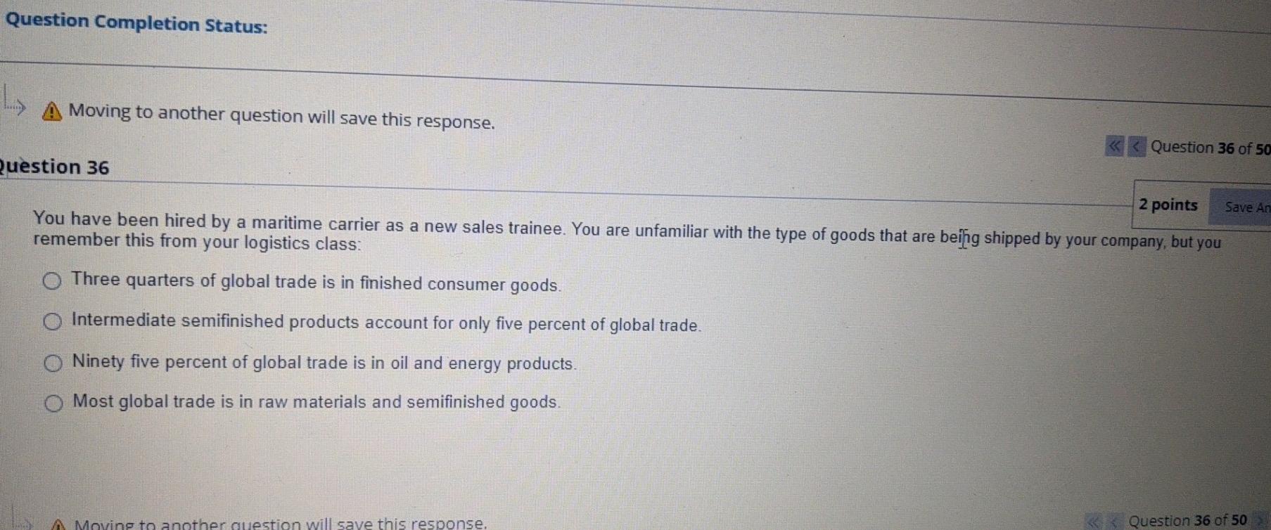 Question Completion Status: Moving to another