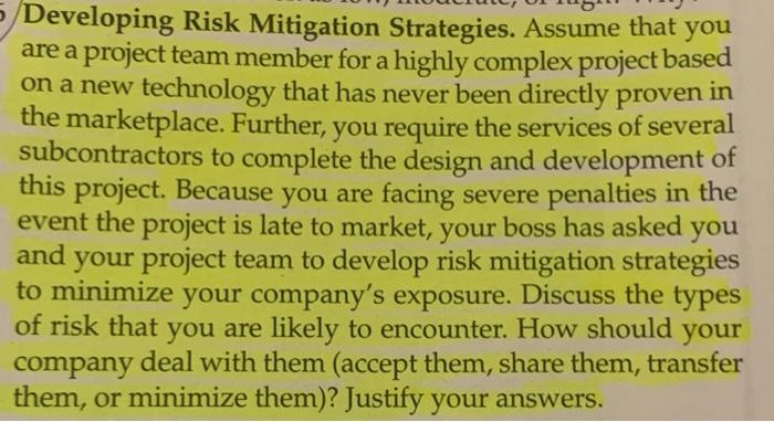 Developing Risk Mitigation Strategies. Assume