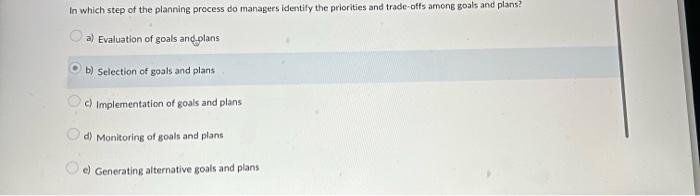 In which step of the planning process do managers