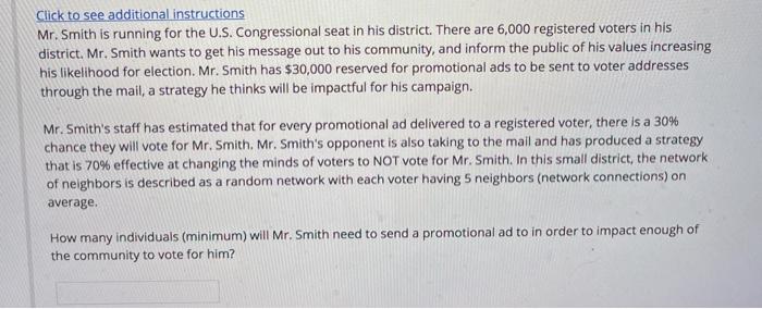 Click to see additional instructions Mr. Smith is