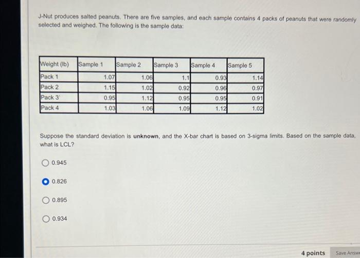 J-Nut produces salted peanuts. There are five