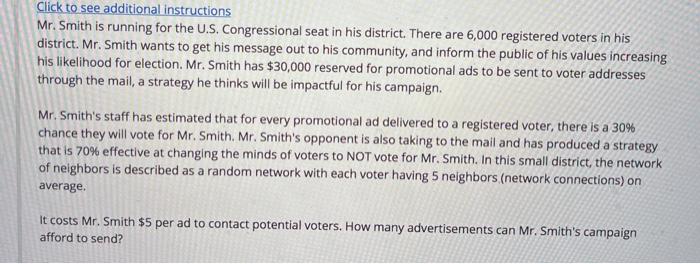 Click to see additional instructions Mr. Smith is